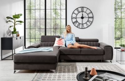 Kutna garnitura Grayson s ležajem i spremnikom - 205x275x98 cm