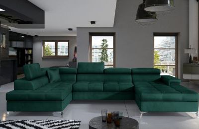 Kutna garnitura Eduardo s ležajem i spremnikom - 202x345x90 cm