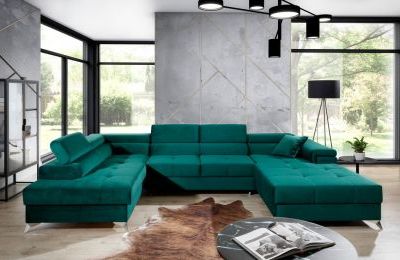 Kutna garnitura Eduardo s ležajem i spremnikom - 202x345x90 cm