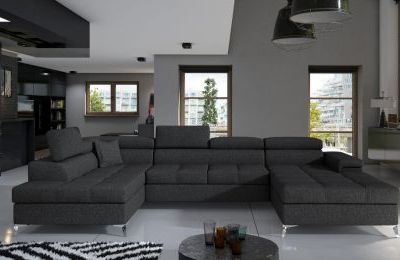 Kutna garnitura Eduardo s ležajem i spremnikom - 202x345x90 cm