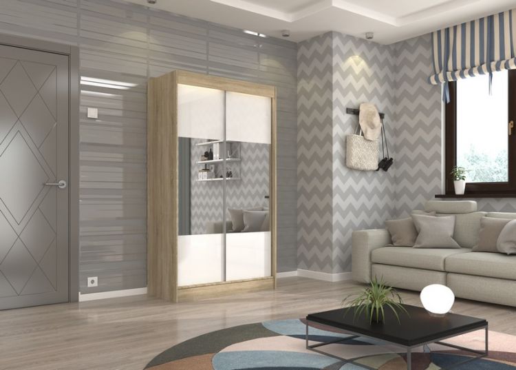 Sonoma+White lacobel+mirror (120) (Tms16)