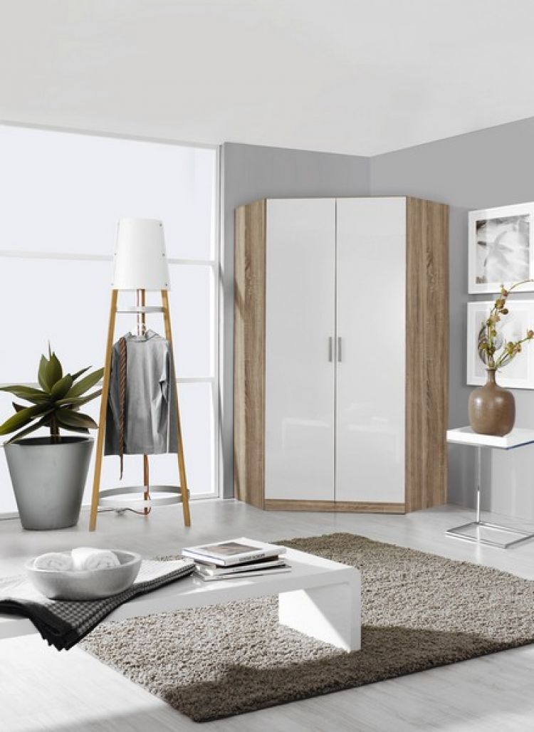 Korpus Druck Eiche Sanremo hell + Fronte Hochglanz weiß