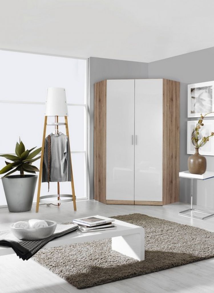 Korpus Druck Eiche Sanremo hell + Fronte Hochglanz weiß